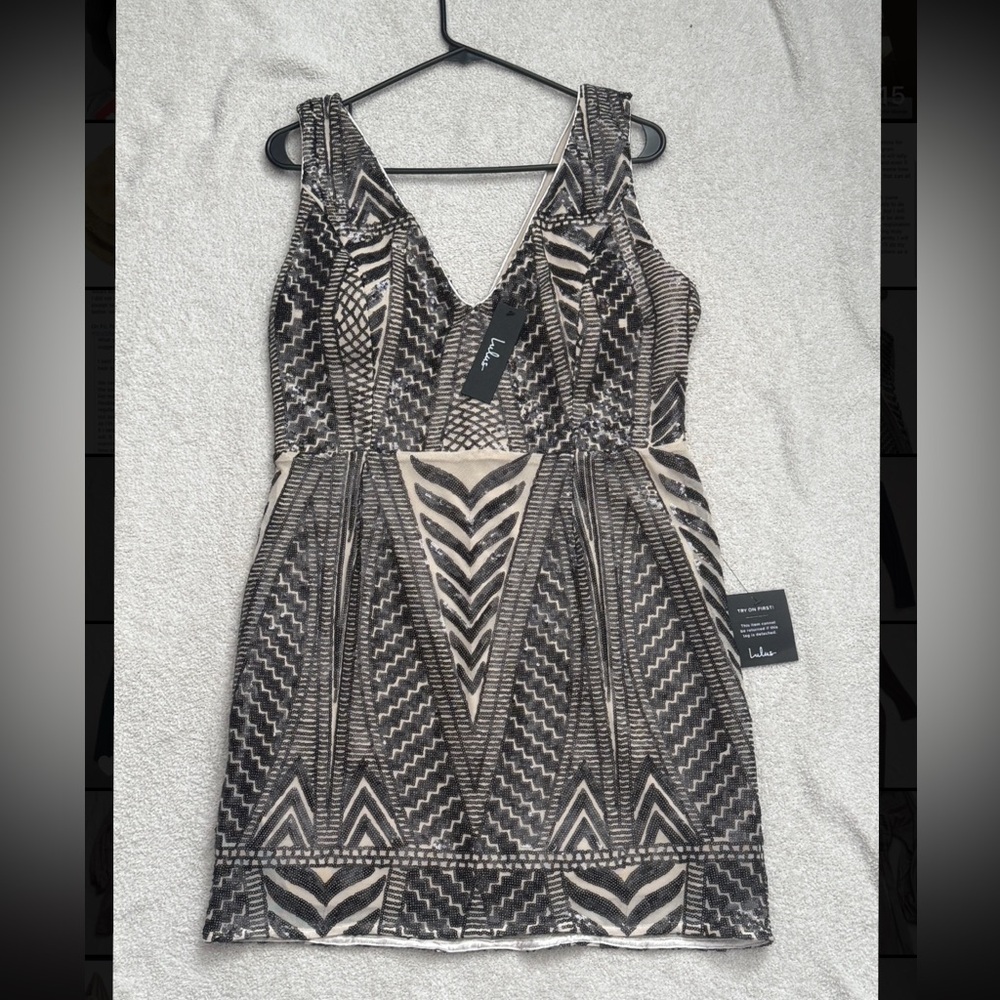 Lulu's Black and Silver Mini Dress